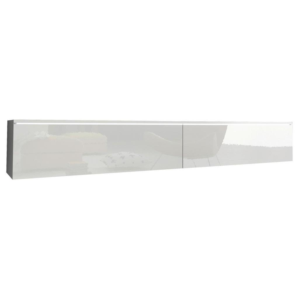 P & B Lowboard , Weiss Hochglanz , Kunststoff , kaltweiss , 180x30x33 cm , Fsc, Made in EU , stehend, hängend, Beleuchtung, in verschiedenen Holzdekoren erhältlich , Wohnzimmer, TV Möbel, Lowboards, Lowboards stehend