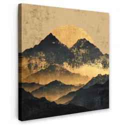 LEINWANDBILD Goldene Berge bei Mondschein Deko Wohnzimmer 20x20 cm