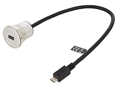 Delock USB 2.0 Micro-B inbouwstopcontact met kabel en aluminium behuizing, 30 cm