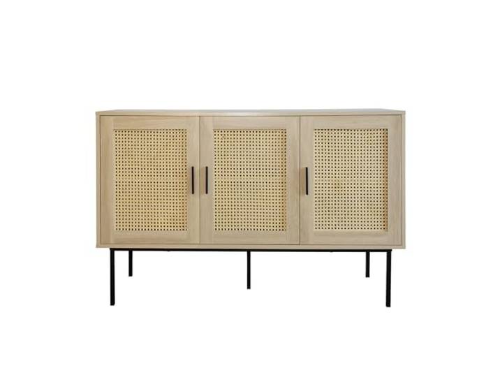 Box and beyond - Anrichte – 120 x 40 x 76 cm – Geflecht und Holz – 3 Türen – elegante und praktische Aufbewahrung – Wohnzimmer, Esszimmer – Boho-Stil