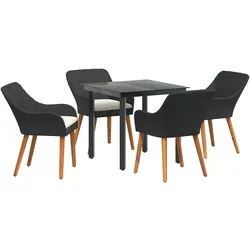 vidaXL 5-teiliges Garten Essset Schwarzes Poly-Rattan