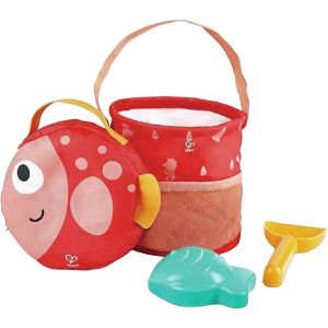 Hape Sandspielzeug E4093 Faltbares Strand-Spielset, mit Eimer, Schaufel und Sandform, 4 Teile
