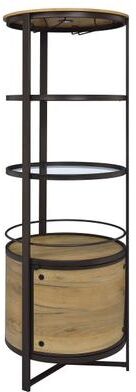 Coaster Ritter Round LED Bar Wine Storage Cabinet Rustic Oak