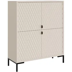 KOMMODE Montreal mit 4 Türen, dekorative 3D-Fronten, Highboard 100 cm, Kaschmir
