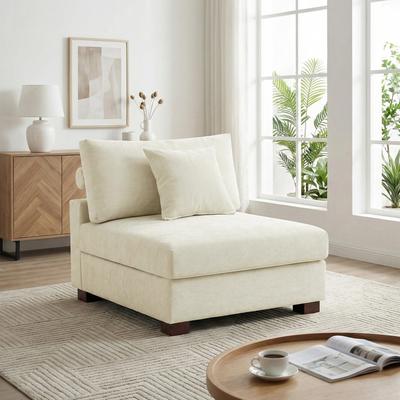 Lumibee "35"" W Modern Chenille Armless Accent Chair Sectional Module with Pillows"