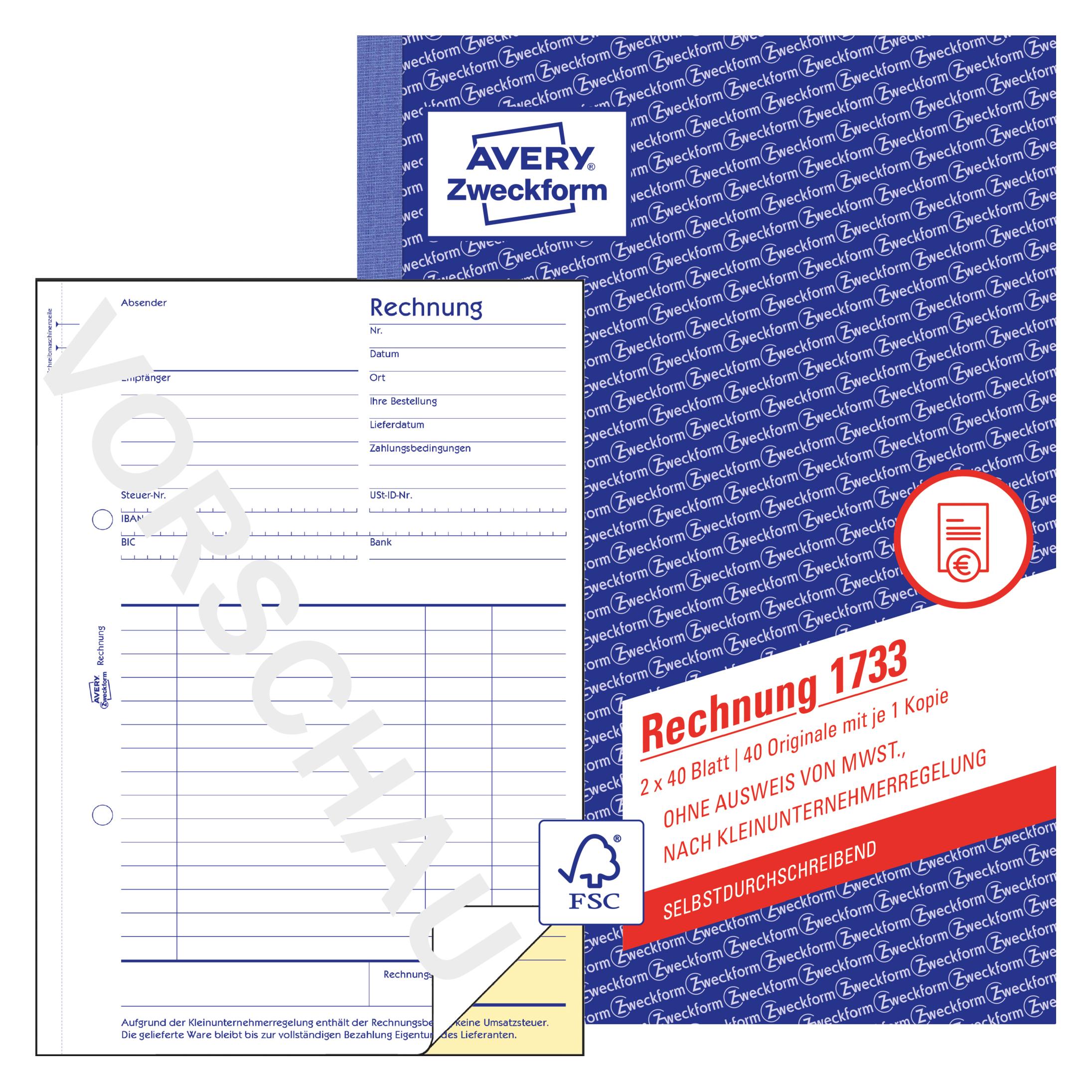Avery Rechnung (1733)