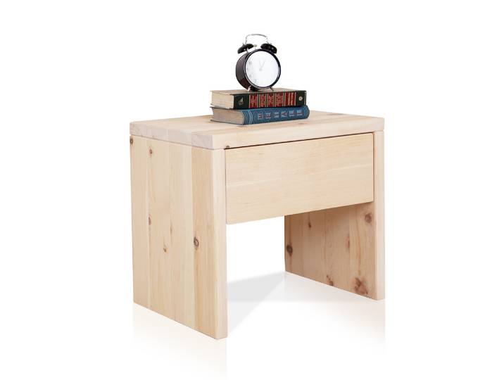 ZARUBA Nachtkommode mit Schublade, Material Massivholz, Zirbe