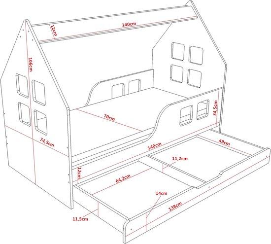 Kinderbett mit Stauraum, 140x70 cm, modernes Design und sicheren Kanten