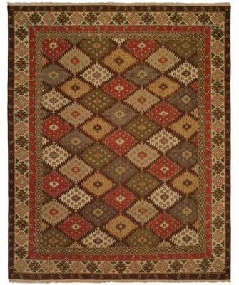 KALATY Traditional Multi-Colored Flatweave Wool Area Rug