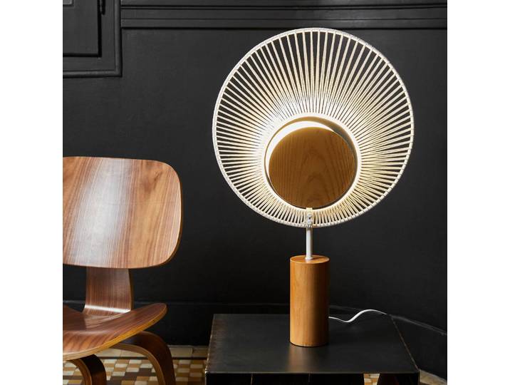 Forestier Designer Tischlampe Oyster, weiß / opal, für Wohn- / Esszimmer, Metall, Design