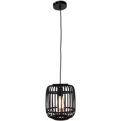 BRILLIANT Woodrow Pendelleuchte 1flg 21cm holz dunkel/schwarz Innenleuchten ,Pendelleuchten   1x A60 , E27 , 60W , geeignet für Normallampen (nicht enthalten)   Kabel kürzbar