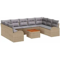 vidaXL Garten-Sofa-Set 10 pcs Beige, hellgrau