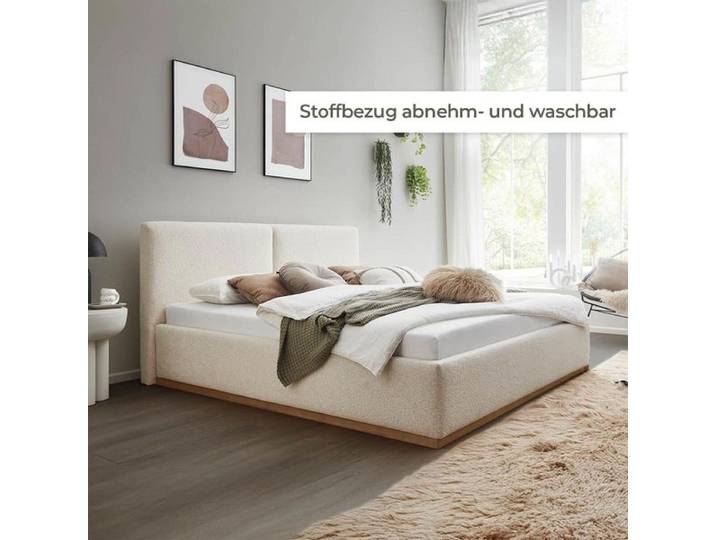 HOMELIV. Polsterbett SwitchIT Grenoble Webstoff 180x200 cm Sand Mit abnehmbarem Bezug