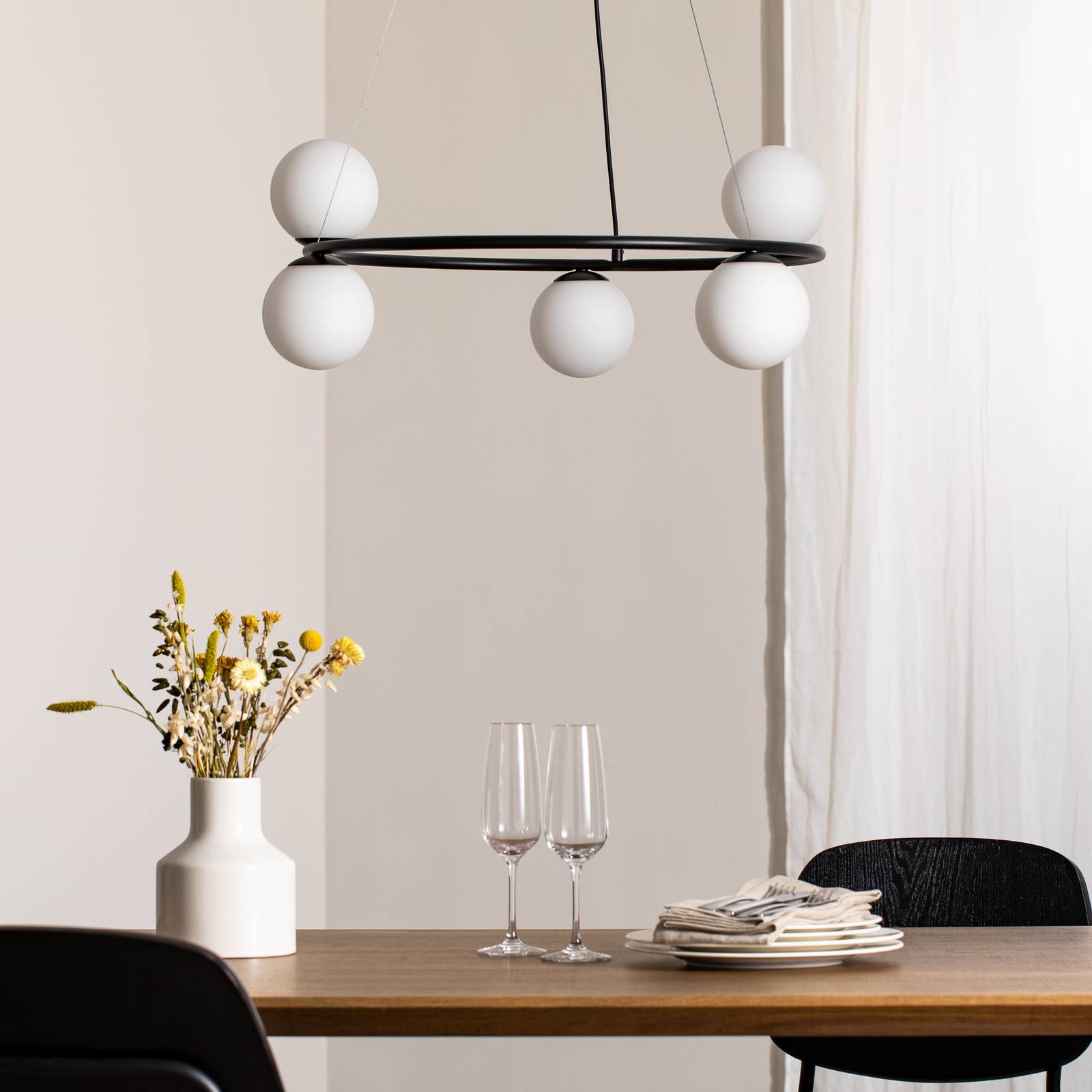 Hängelampe Gama SIGMA, dimmbar, schwarz, für Wohn- / Esszimmer, Metall, Pendelleuchte