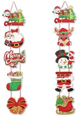 Uplift Treasures 2pcs Santa Snowman Christmas Door Hanging Banner Decor b