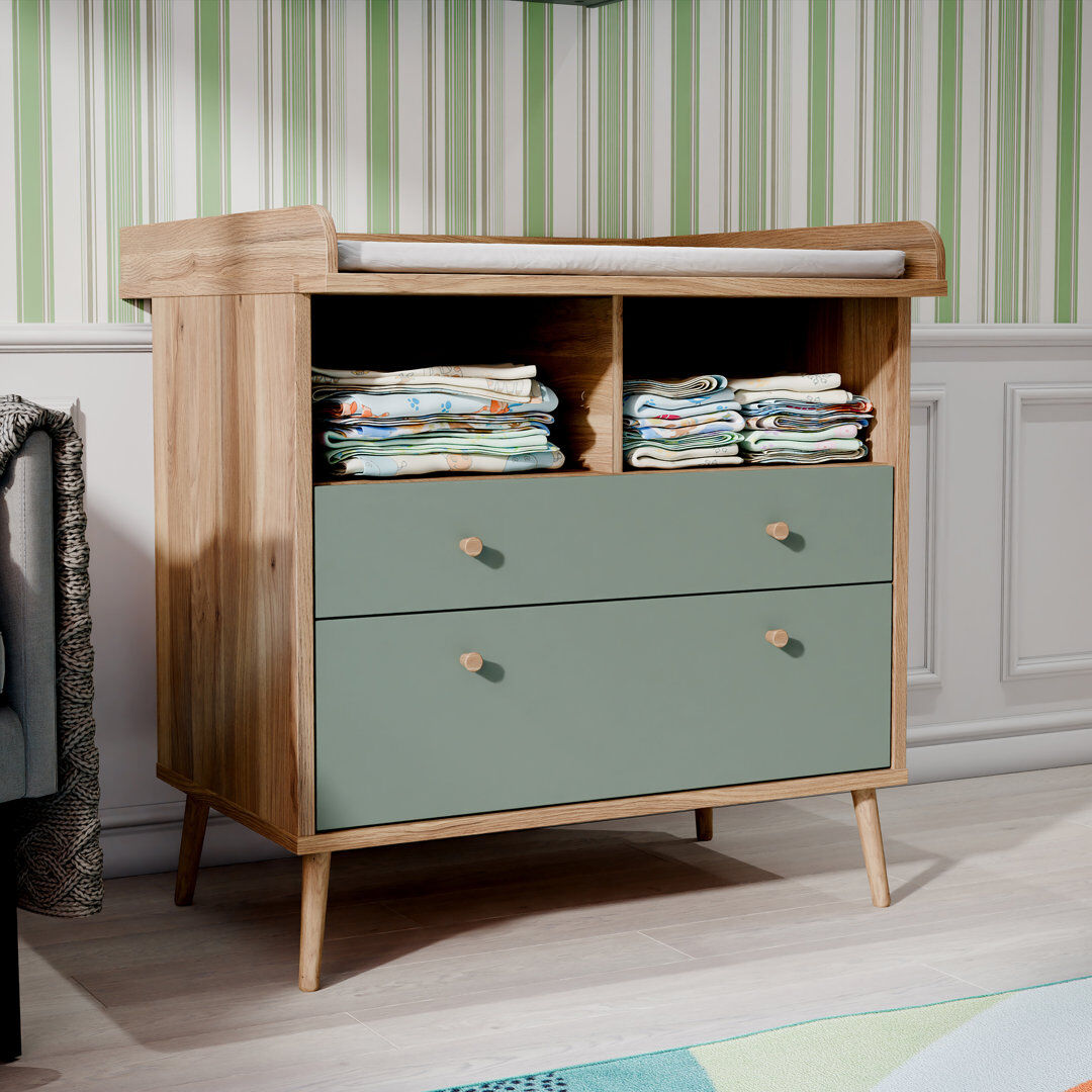 George Oliver Manteca Rectangle Accent Chest Beige;Green 35.1cm H X 36.9cm W X 30.1cm D