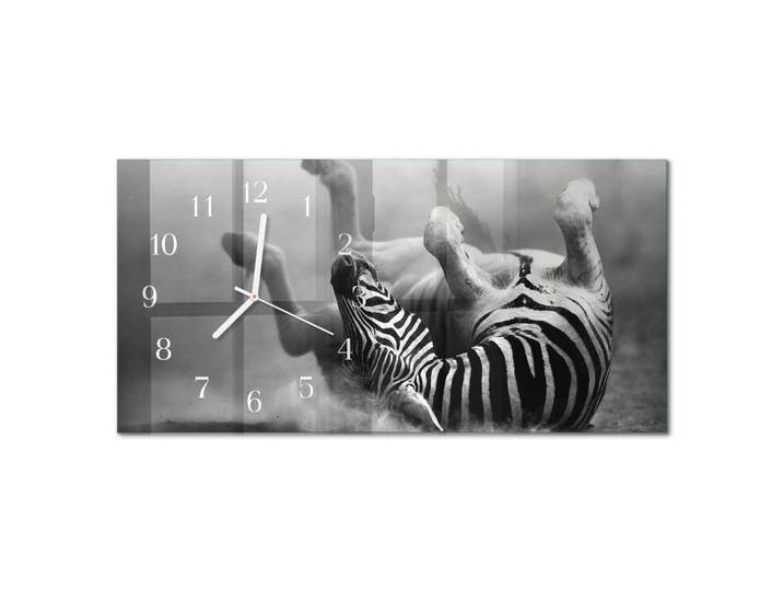 Tulup Wanduhr aus Glas 60x30 cm - Rippchen, Schwarz, Rechteckig, 60x30x0.4 cm, Dekoration, Uhren, Wanduhren