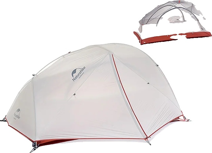 Ultraleichte Campingzelt, wasserdicht, für 2 Personen geeignet, 20D - Grau
