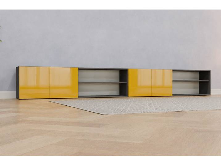 TV-Board nach Maß - RAL 1012 Zitronengelb - 50x365x37cm - Individuell konfigurieren