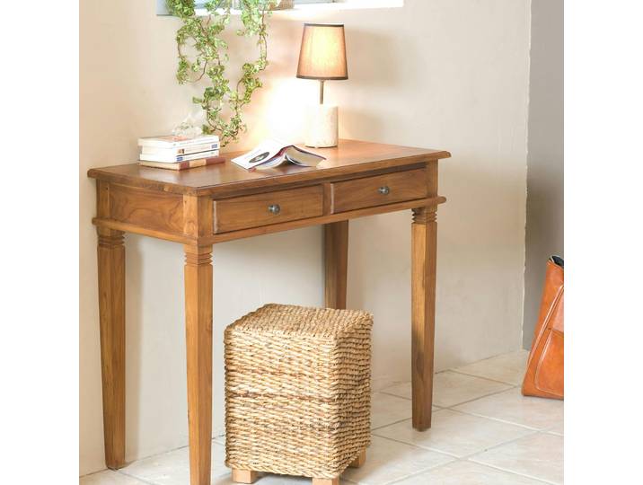 Bureau console colonial Teck Miel 90cm BISHO