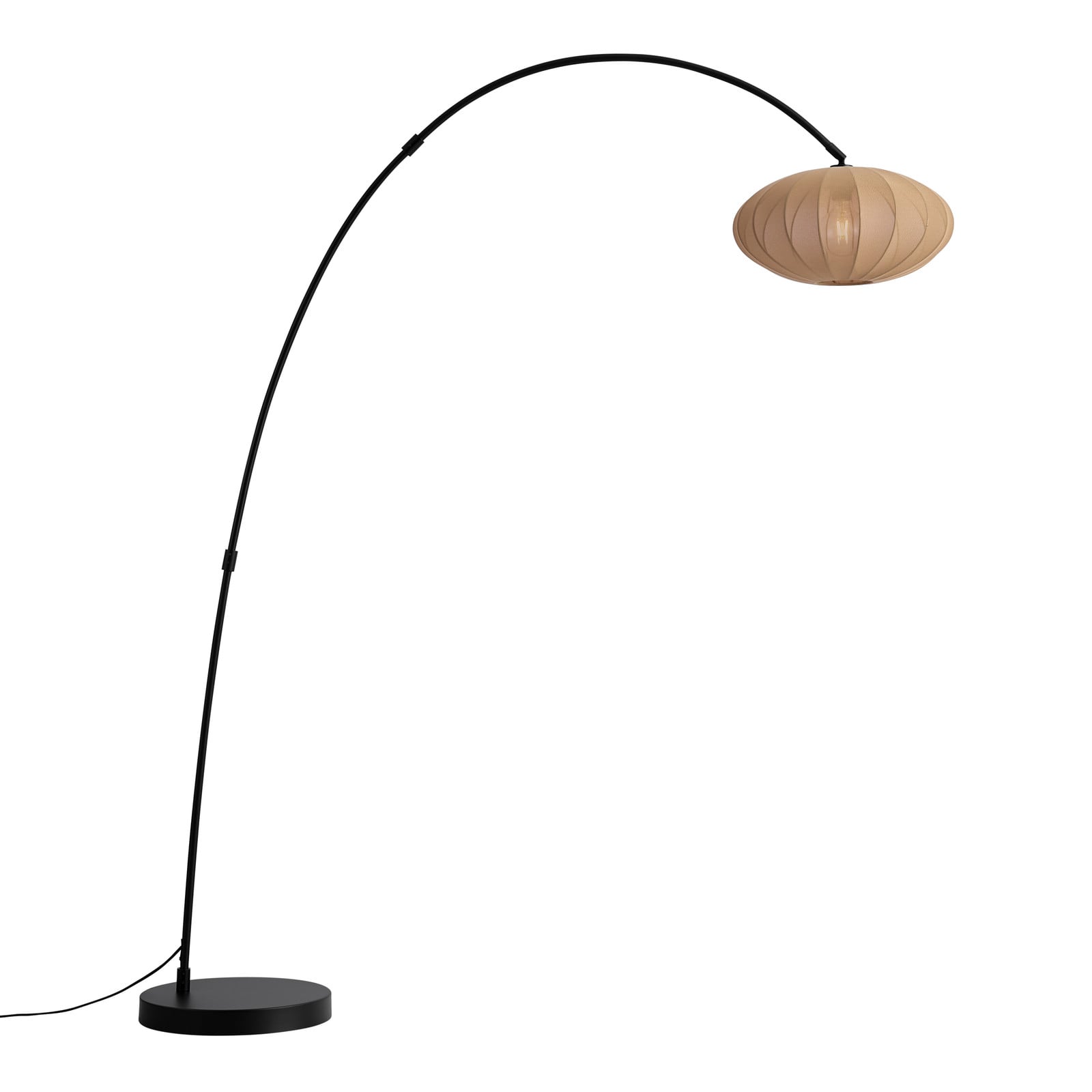 Qazqa Scandinavische booglamp zwart met bruine stoffen kap