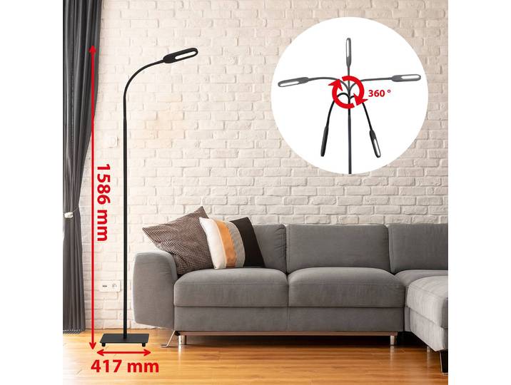 Briloner LED Stehlampe Office Step, dimmbar, schwarz, für Wohn- / Esszimmer, Metall, Modern, LED Stehlampe