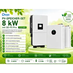 Deye  Set:  2×  SE-F5  Pro  Wechselrichter  10,24  kWh  +  SUN-8K-SG05LP3-EU-SM2  8  kW  Batteriespeicher
