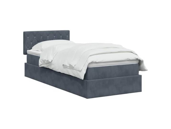 PUGYNBK Bett mit Aufbewahrung, Dunkelgrau, 100 x 200 cm, Samt Hydraulische Hubung, modernes Design, platzsparend, einfache Reinigung