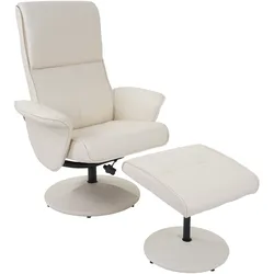 Relaxsessel Stockholm, Fernsehsessel Relaxliege TV-Sessel mit Hocker ~ Kunstleder, creme