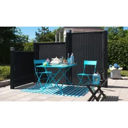 Rattan Sichtschutz Madrid - Sichtschutzzaun aus Polyrattan, Schwarz - blickdichte Sichtschutzwand - Sichtschutzelemente für den Garten