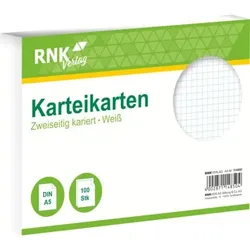 Karteikarte kariert, 170 g/qm, DIN A5, weiß, 100 Stück