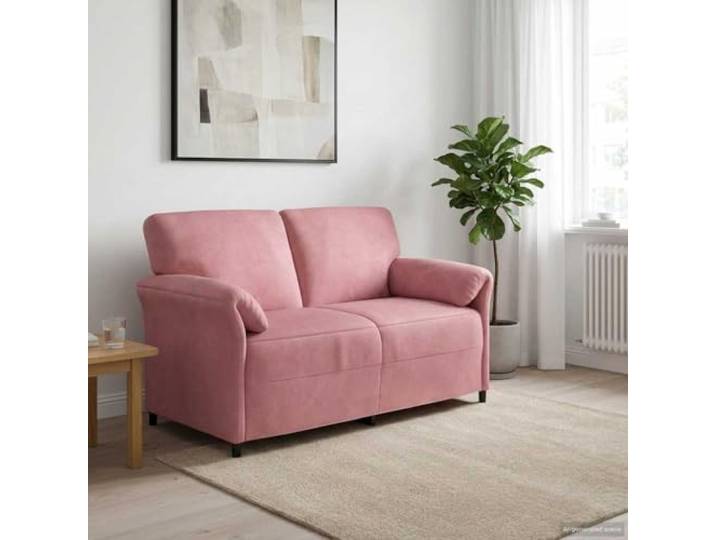 pokgdf 2-Sitzer Sofa Rosa 158 cm Samt Metallrahmen Modernes Design, Schaumpolster, Stabile Konstruktion, Pflegeleicht, Ideal für Wohnzimmer