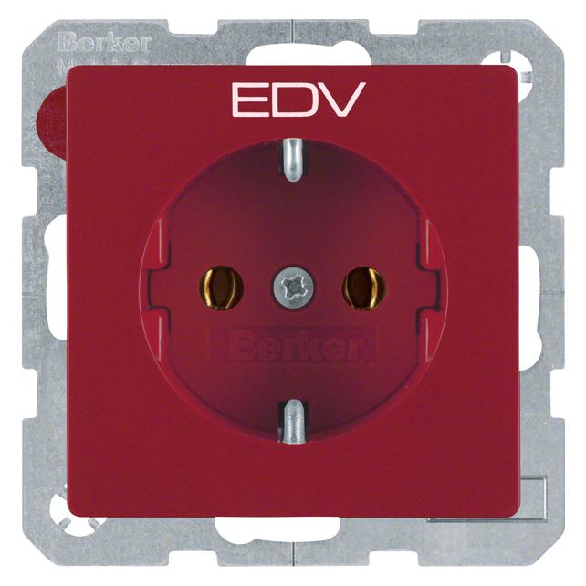 Berker Steckdose SCHUKO mit Aufdruck Q.1/Q.3 rot, samt (47436022)