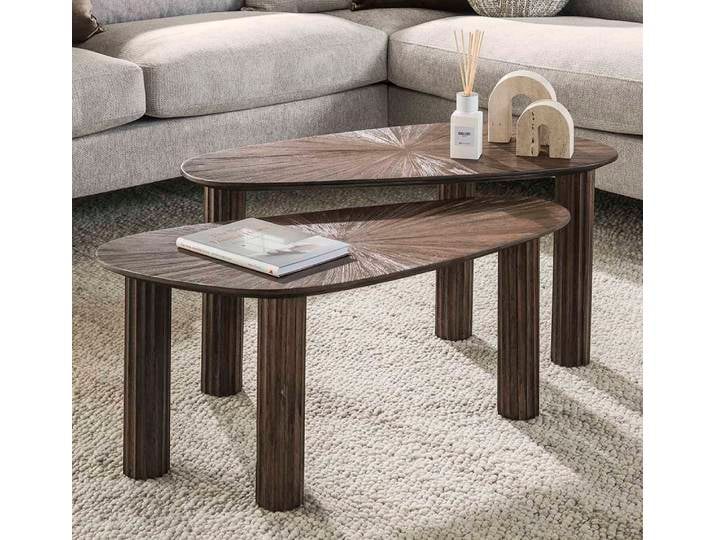 Couchtisch Set Naru , 2-teilig , Teakholz massiv , Espresso