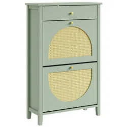 SCHUHSCHRANK mit 2 Klappen und 1 Schublade Grün 62x25x97cm