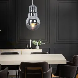 Hängeleuchte Glühbirnenform Glas Esszimmerleuchte hängend Retro Pendelleuchte Glühbirne Retro Edison, chromfarben, E27 Fassung, DxH 15x120 cm