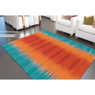 Teppich ARTE ESPINA "Sunset 8070", bunt (orange, blau), B:120cm H:12mm L:180cm, Wolle, Teppiche, Teppich, Handgemachter Wollteppich mit Wohlfühlcharakter