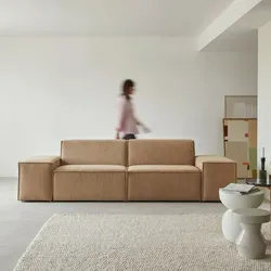 Dario - Sofa aus Stoff in Camel, 2-Sitzer mit Armlehnen