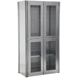 PROREGAL Werkstatt-Regalschrank FALKE Stecksystem, Grundregal, HxBxT 200x100x50cm, 4 Fachboden, 1 Gitter-Flügeltür, Lochblech-Rückwand, Fachlast 150kg