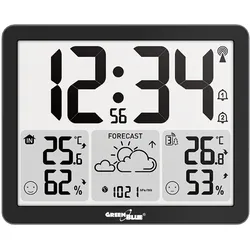Greenblue Funk-Wetterstation, Temperatur + Luftfeuchtigkeit IN/OUT GB443 B, Wetterstation, Weiss