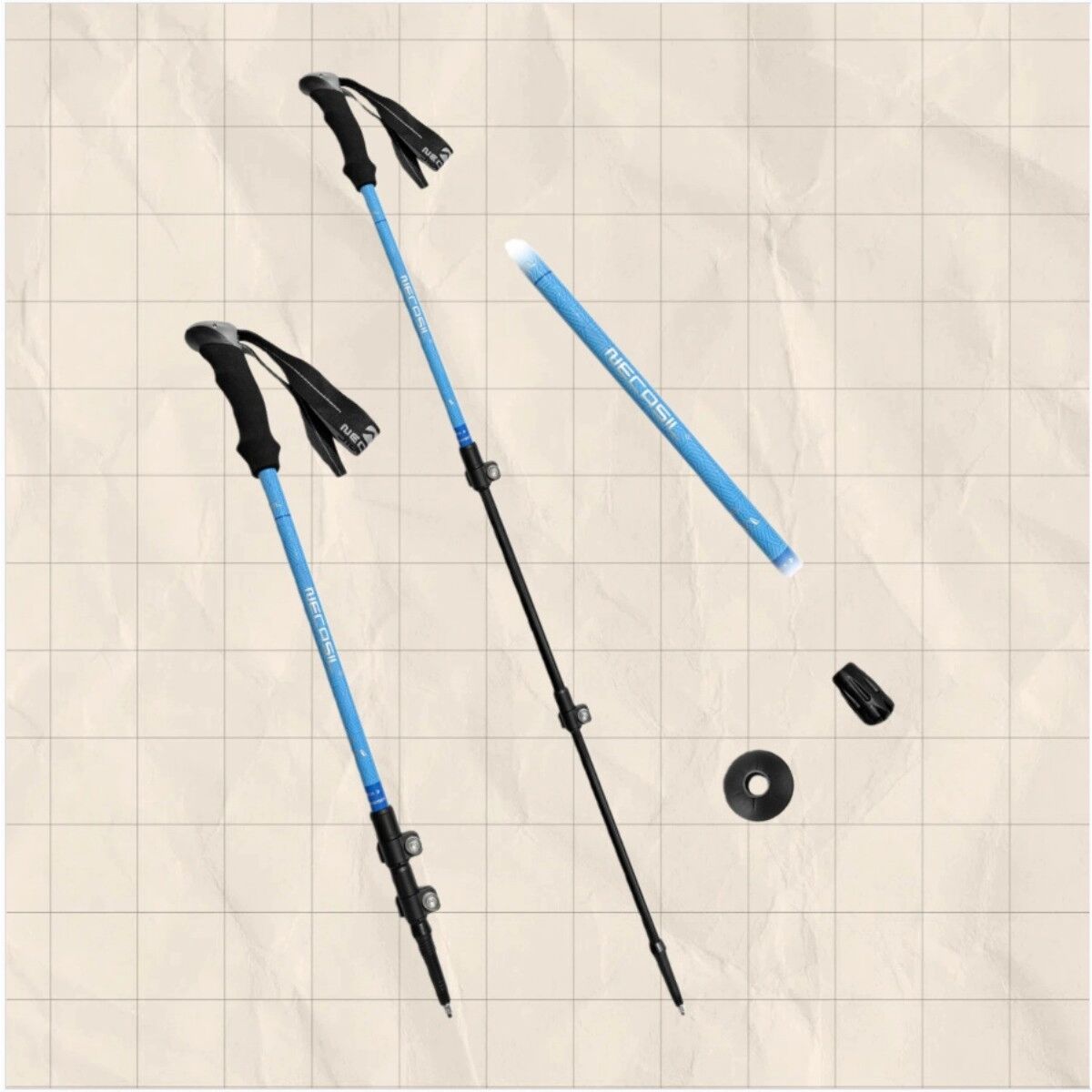 INF NECASILx3 Anti-Rutsch Faltbarer Trekkingstock - Verstellbarer 3-teiliger Wanderstock aus Aluminium Blau