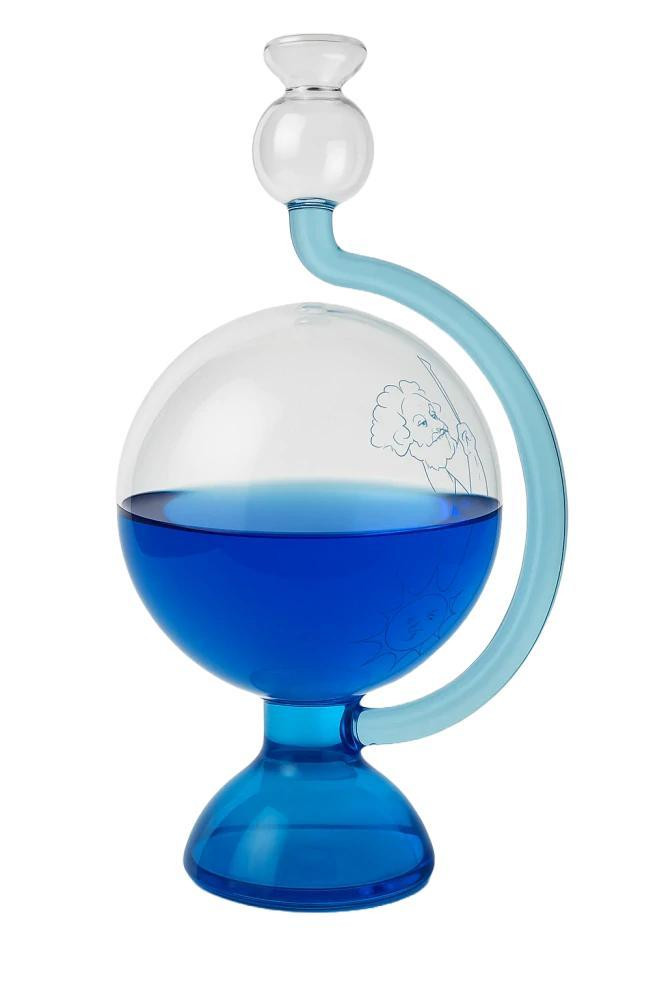 Prokesglass Glazen vloeistofbarometer in Goethe-blauw handgemaakt