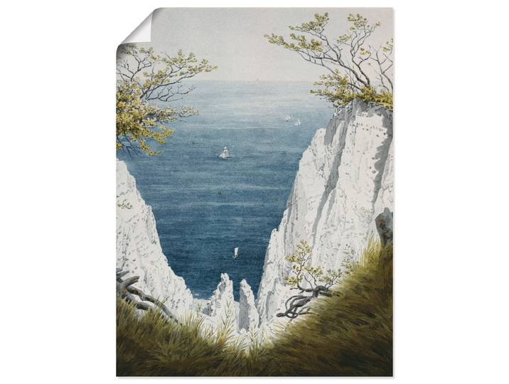 Wandbild ARTLAND Kreidefelsen auf Rügen, um 1826 , blau (farbe bild(er): blau), B:60cm H:80cm, Bilder, Wandbild, als Leinwandbild, Poster in verschied. Grössen