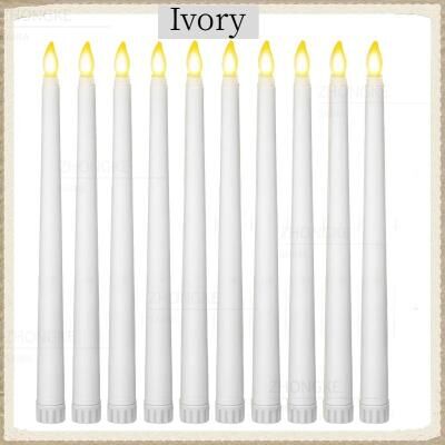 Uplifted Finds 10 To 60 Pcs Flameless Taper Candles Battery Powered Flickering LED Candlesticks Set For Weddings And Home Decor white 10 Pcs