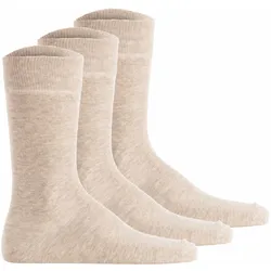 Hudson Unisex Socken, 3er Pack - Simply, Basic Socken, einfarbig Beige meliert / 35-38