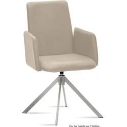 ARMLEHNSTUHL drehbar (2er-Set) Dreama 52x92x60 Edelstahl/Natur