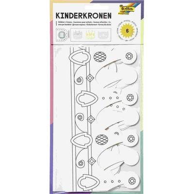 Folia Kinderkronen in 3 Formen sortiert, weiß, 6 Stück