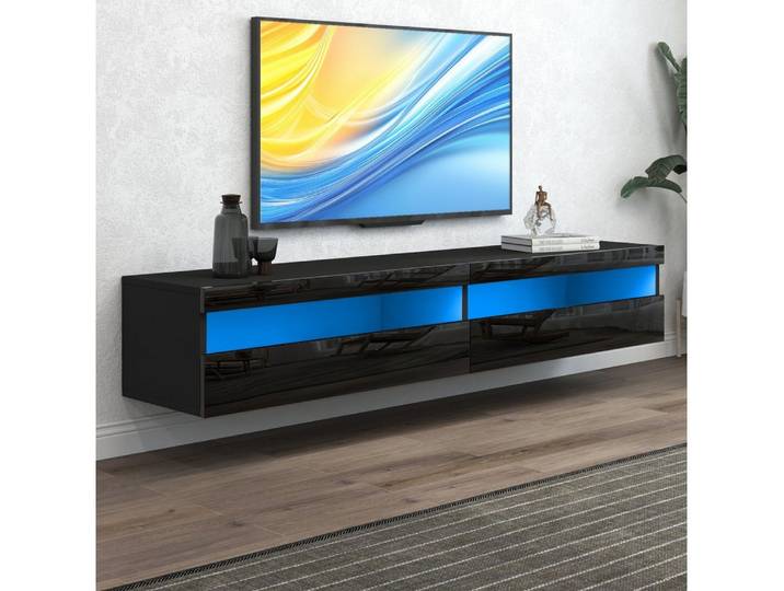 Real Relax TV-Schrank Schwebender TV-Schrank mit LED-Beleuchtung, Steckdose, Stauraum (1-St)