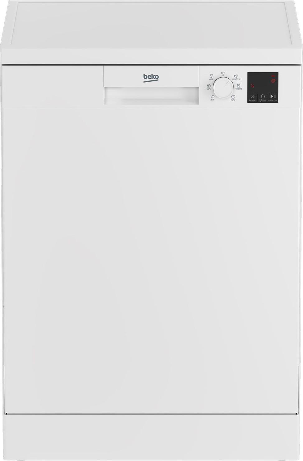 Beko DVN06430W, Freistehend, Standardgröße (60 cm), Weiß, Schwarz, Weiß, Tasten, Drehregler, LCD