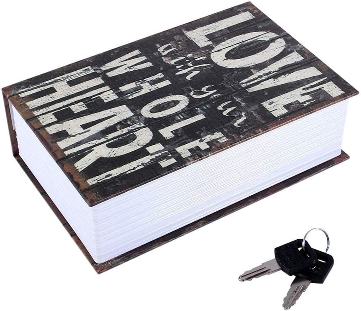 Boekenkluis met sleutel voor mini-geldverberging in liefdestype